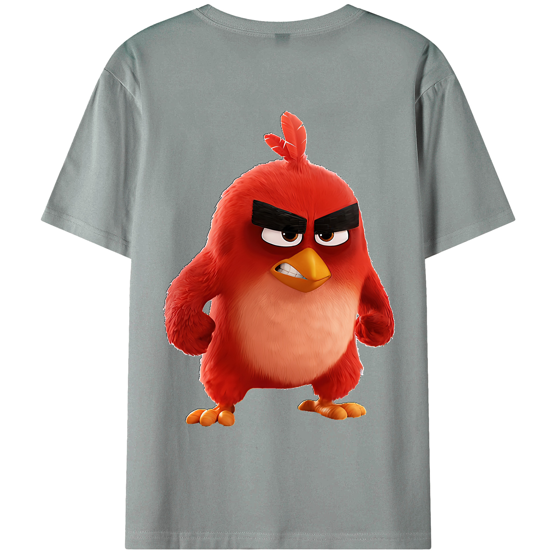 （画像用） Angry Birds アングリーバード 綿100％ メンズ半袖Tシャツ（バックプリント） 通気性
